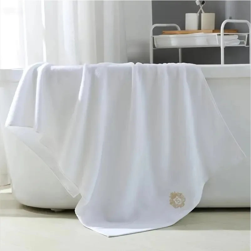 Cotton Towel Set 1/2/3PCS 34x74cm Face Hand Hair Towels & 70x140cm Big Bath Towel Cover - Absorbent Home Towels White Blue Cream