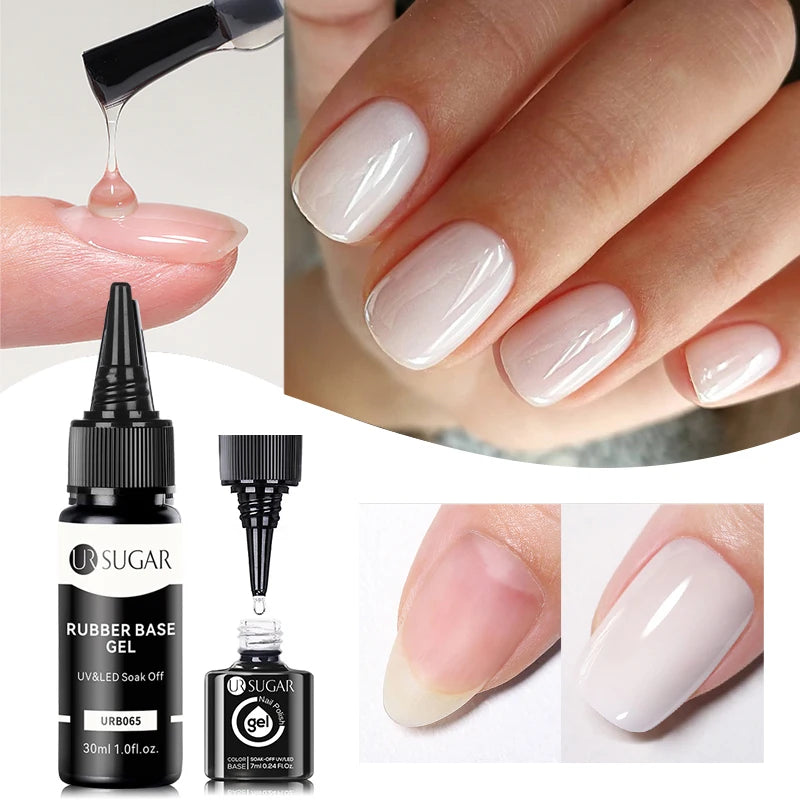 UR SUGAR 30ml Refilled Rubber Base Gel Big Capacity Crystal Nude Pink Clear Soak Off UV LED Nail Art Varnish Constructed Gel