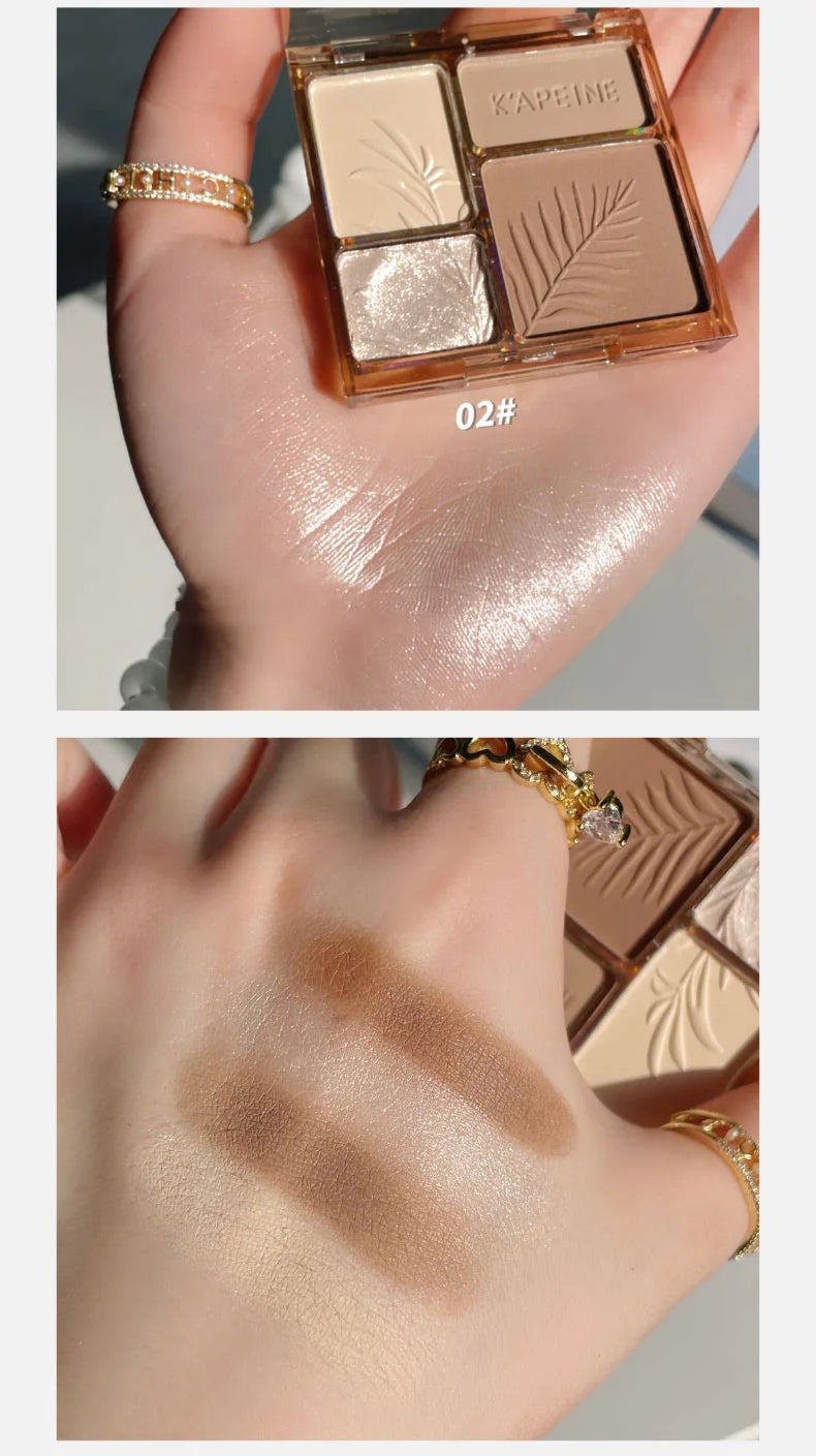 4Colors Matte Highlighter Contour 3D Facial Bronzer Brightening Glitter Highlight Palette Eye Shadow Nose Powder Makeup Cosmetic