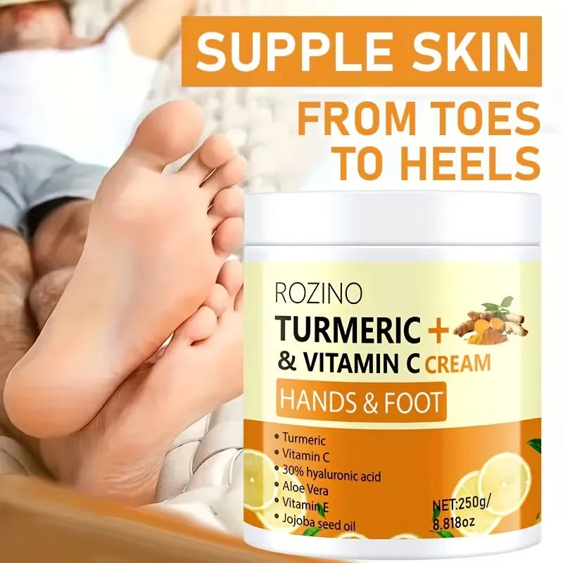 【Ultra Anti-Cracking】250G Turmeric Cracked Hand and Foot Care Cream - Anti-Cracking Repair Cream, Highly Moisturizing and Nourishing, Light Beige Color. Can Be Used on Dry Areas Such as Hands, Back of Feet, Ankles, Elbows