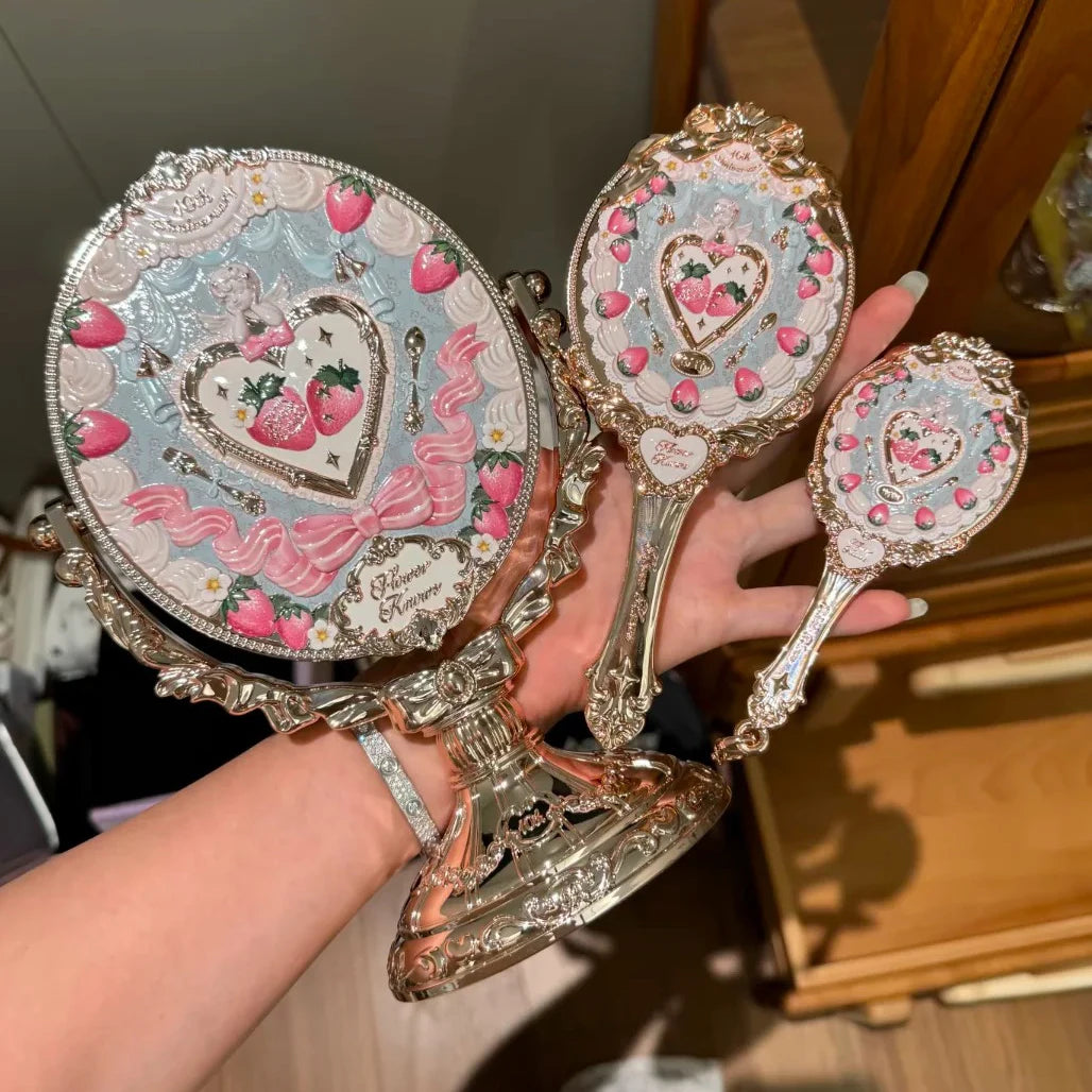 Flower Knows 10th Anniversary Tabletop Mirror Unicorn Strawberry Angel Style Cute Aesthetic Vintage Makeup Vanity Mirror