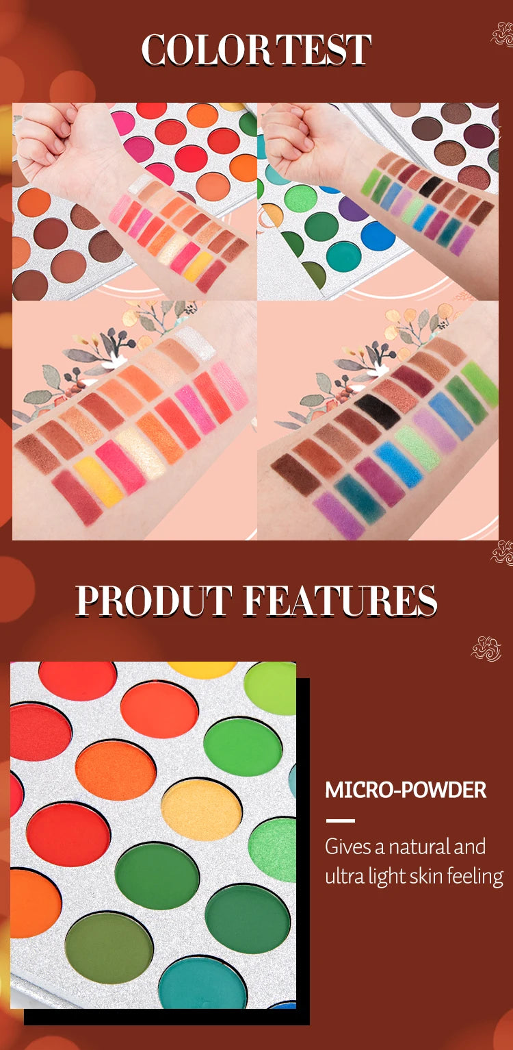65-Color Eyeshadow Palette Makeup-High Pigmented Eye make up Tool Matte Glitter Finishes for Festival Christmas Cosmetics makeup