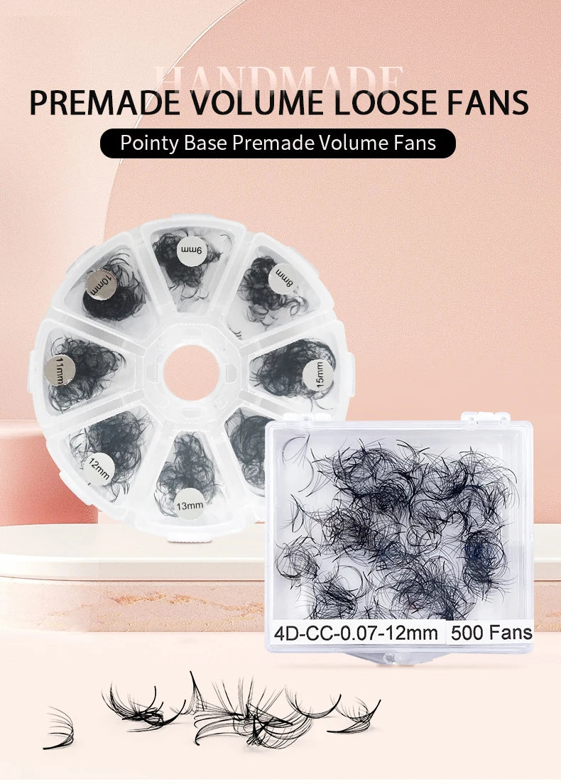 500 Premade Loose Lashes Pro Made Fans Cils Bouquets Prefaits Lash Fans Pre Made Volume Fans Eyelash Extension Promade Fans