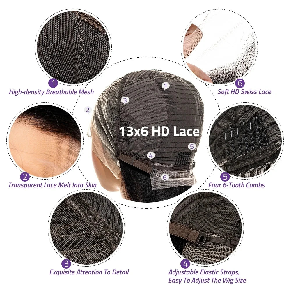 Deep Wave 13x6 HD Lace Front Human Hair Wig 200% Density Loose Water Curly 360 Full 5x5 Glueless Lace Frontal Wigs for Women