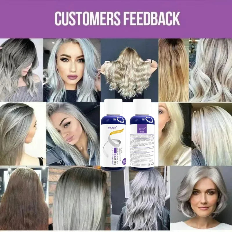 Purple Hair Dye Shampoo for Blonde to Cover Gray Non-irritating Hair Fading Yellow After Bleach Hair Shampoo Gray Hair Remedy