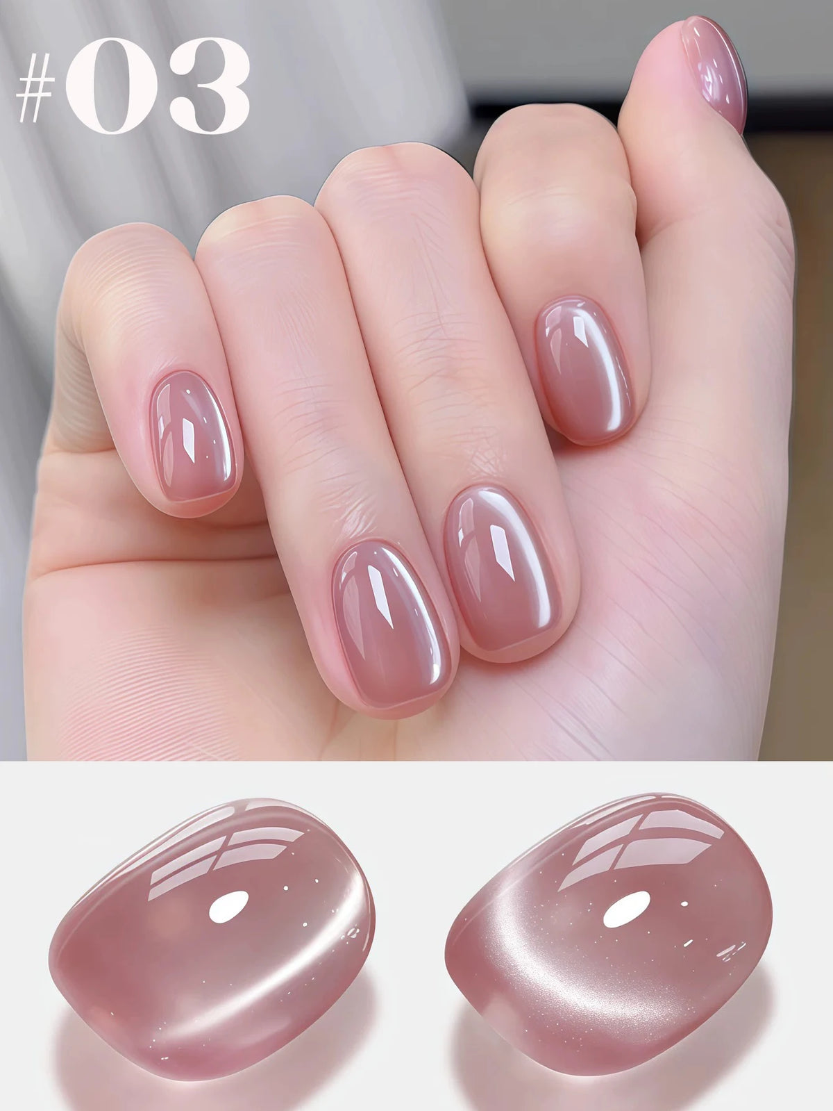 MN 10ML 1-16PCS Moonlight Ballet Magnet Cat Eye Nail Polish Gel Nude Pink Style With Gold Glass Beads Cat Eye Look Nail Polish