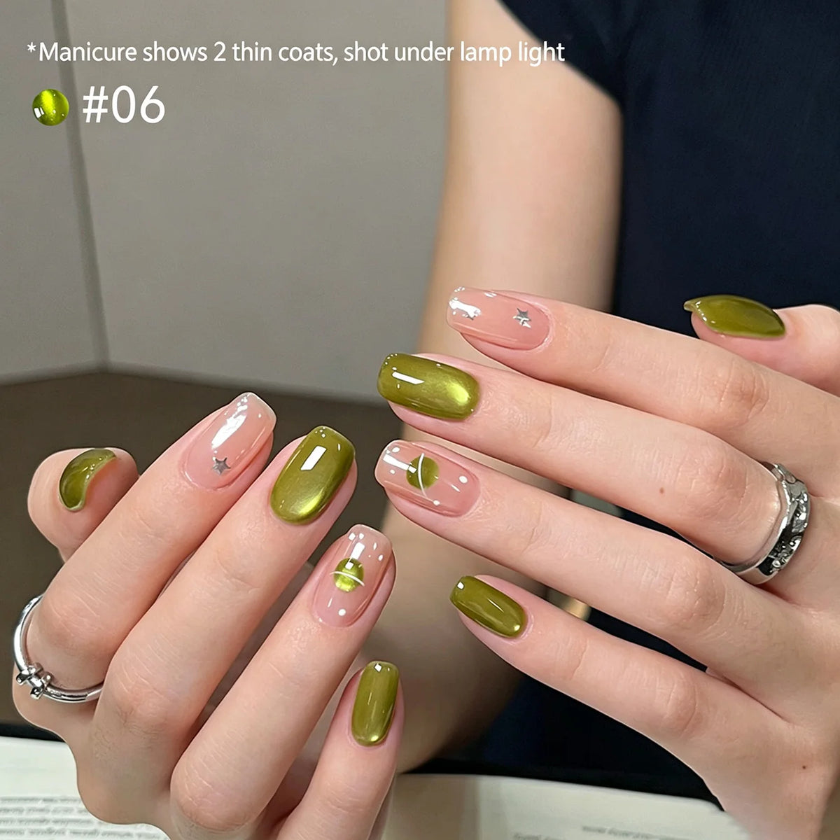 MIANEL 10ML Autumn Crushed Glitter Cat Eye Gel Nail Polish Whitening Nail Polish Christmas Decor Green Nails