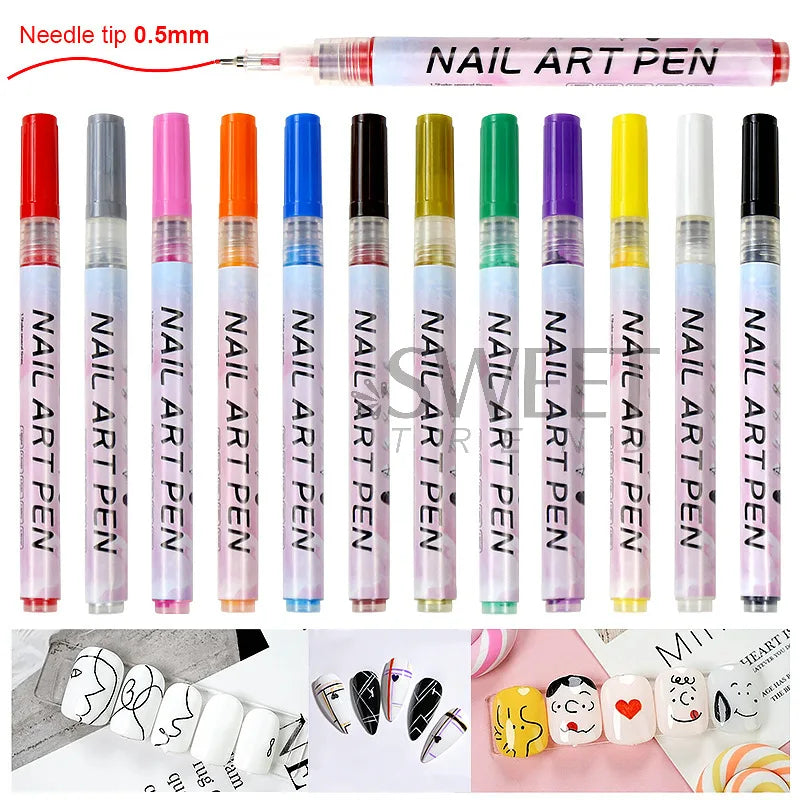 12pcs Watercolor Nail Gel Polish Smudge Blooming Ink Soak Off Varnish Marble Bubble Designer Charm Blossom Flower Manicure Decor