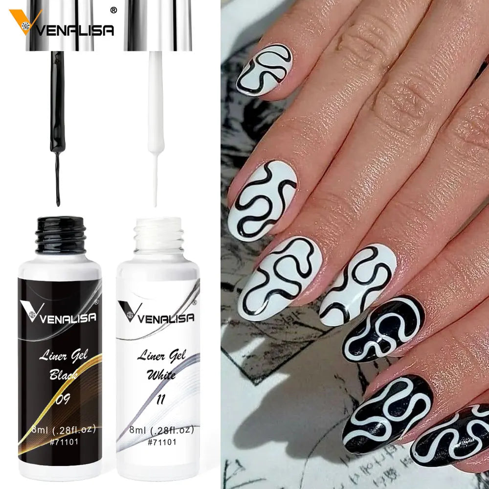 8ml VENALISA Liner Gel White Line French Nail Gel Polish 21 Colors Soak Off UV/LED Painting Gel Beautiful Semi Permanent Varnish