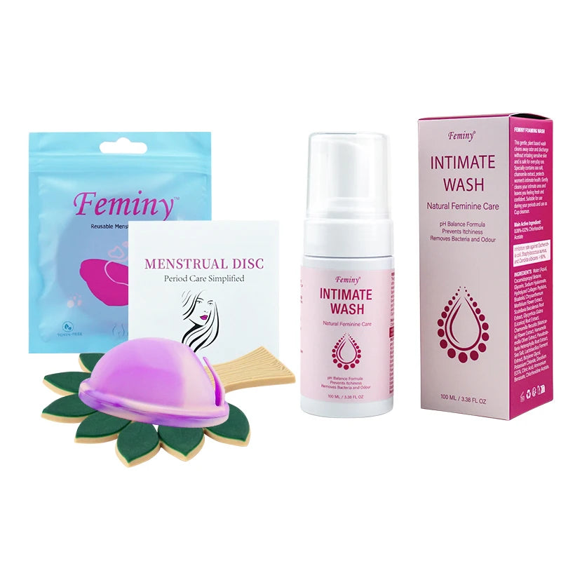Menstrual Disc Woman Personal Health Set Medical Silicone Menstrual Disk With Intimate Wash