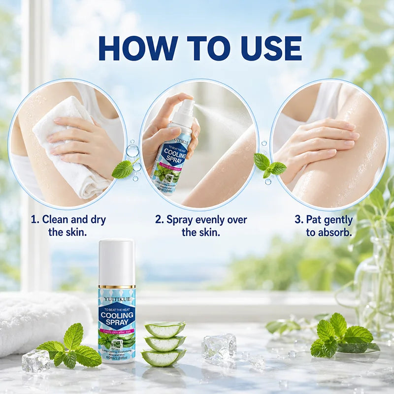 YUITIKUE Cooling Spray, Refreshing Aloe Mint Mist, After Sun Skin Moisturizer for Summer Outdoor Daily Body Skin Care