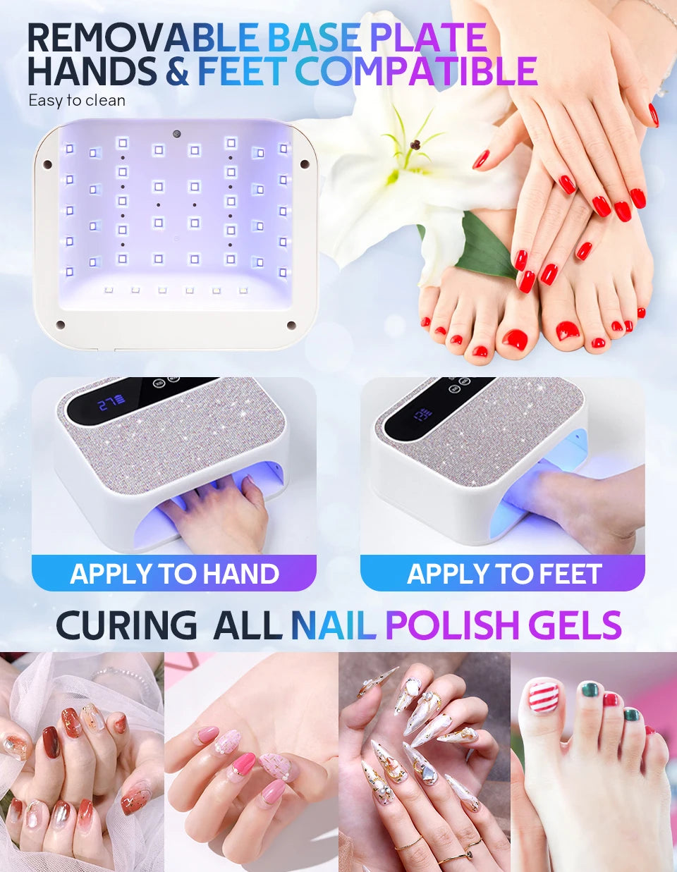 168W Rechargeable UV LED Nail Lamp Professional Dryer Cordless Gel Polish Drying Lamp For Manicure