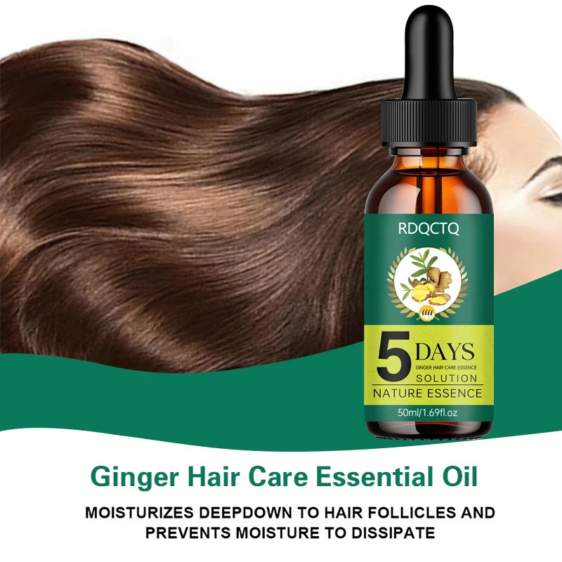 5-Day Ginger Hair Serum | Natural Nourishing Essence | Frizz Control & Shine Boost | Hair Care Treatment