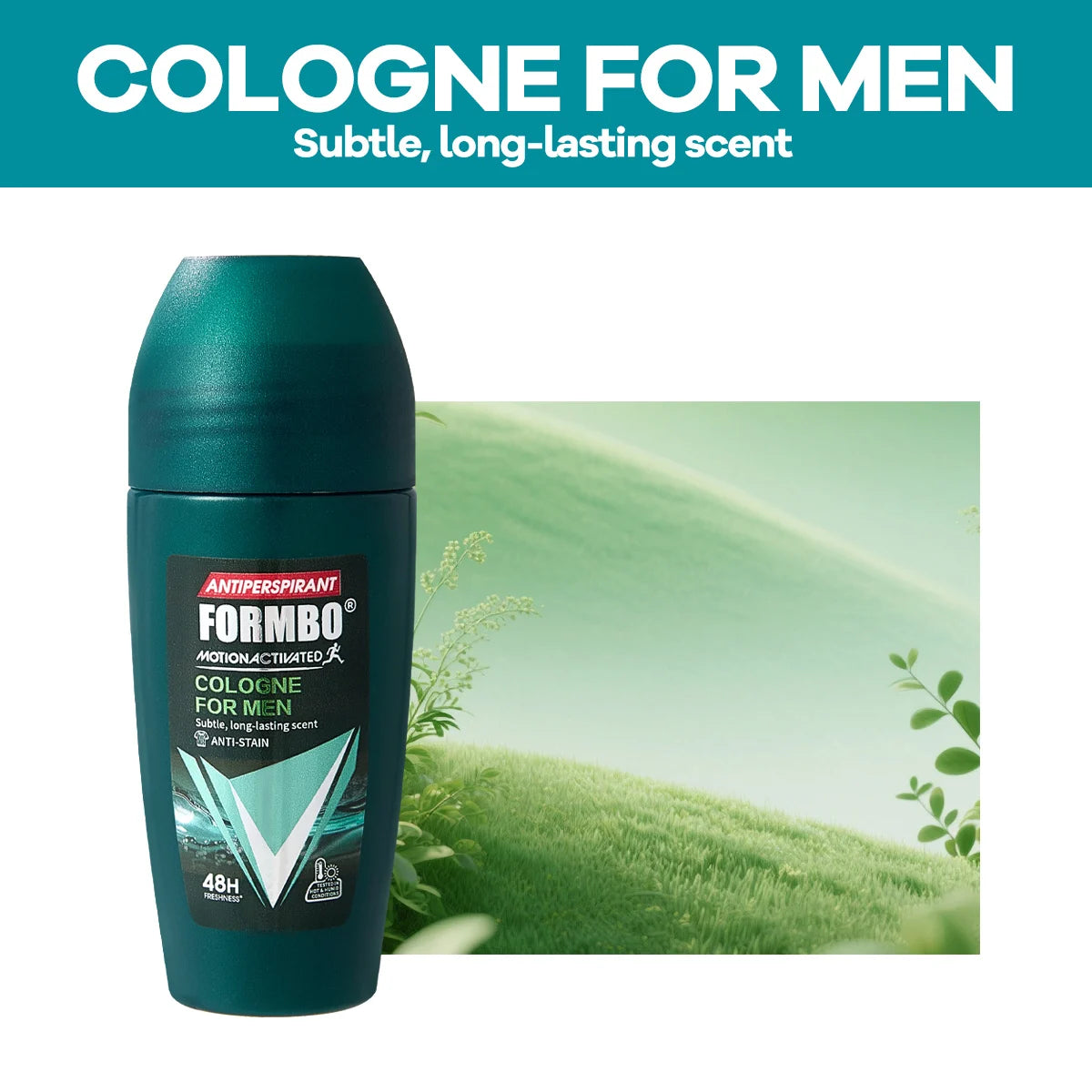 48H Men Antiperspirant Deodorant, Motion-Activated Anti-Perspirant Roll On, Anti-Stain Refreshing Body Odor Remover, 4 Scents f