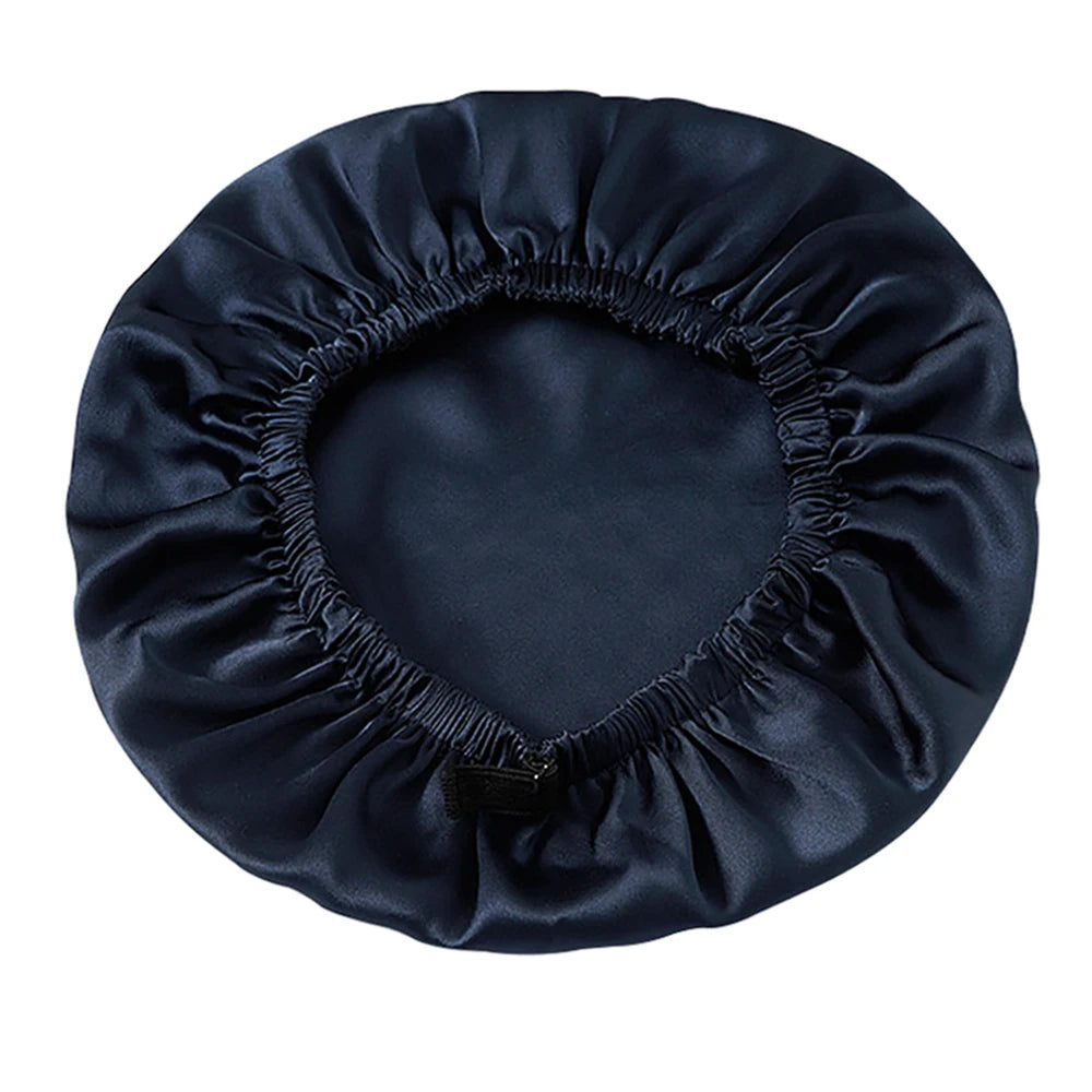 100% Pure Mulberry Silk Bonnet Sleep Cap Adjustable Silk Night Cap Double Layer Hair Wrap Elastic Headwrap for Women 19 Monne