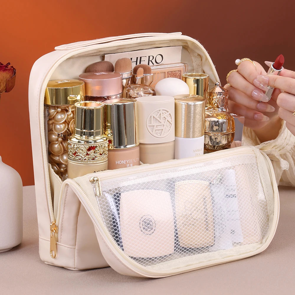 Portable Standing Up Bag Large Capaci Travel Waterproof Toiletry Storage Bag for Brues Cosmetic Tools Women's Makeup Organizer