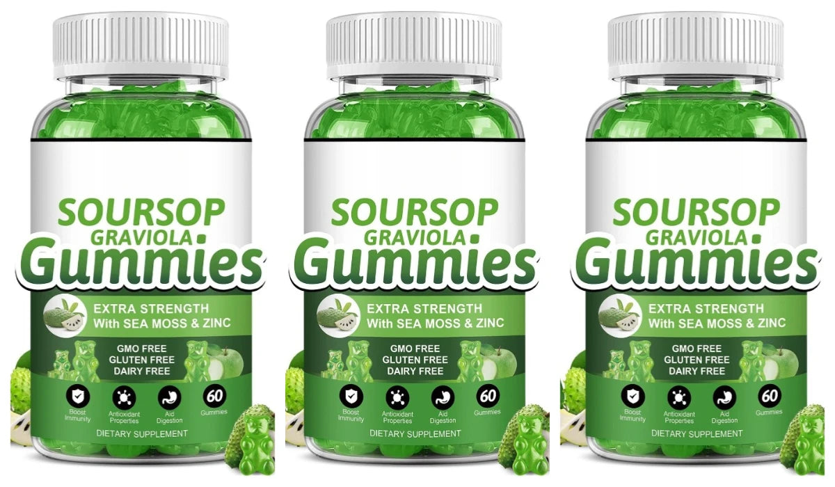Soursop Graviola Gummy with Soursop Leaf Extract Sea Moss and Vitamin C Enhance The Immune System and Assist Digestion 60 Count
