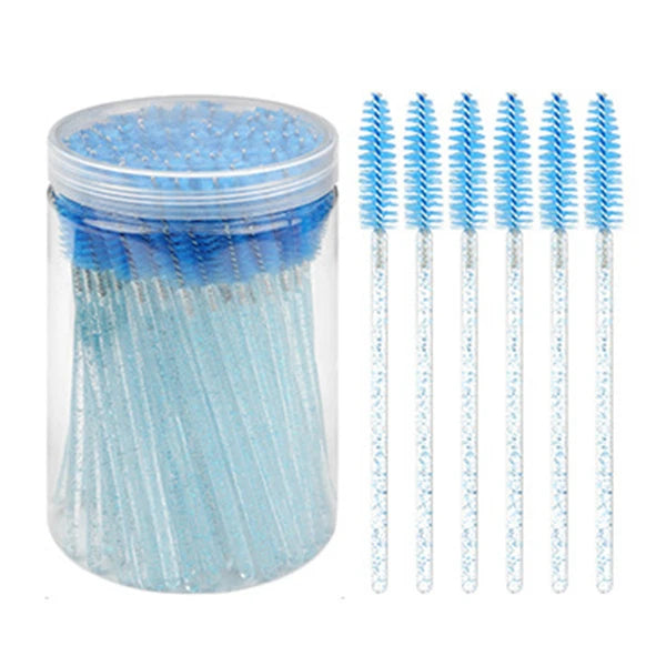 50pcs Crystal Eyelash Brushes With Contianer Disposable Lash Mascara Wands In Case Micro Makeup Applicators  Beauty Tools