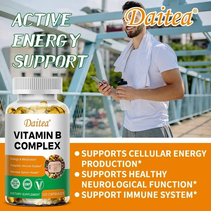 Vitamin B Complex - Stress, Immunity, Heart Health, Nervous System, Energy Metabolism Support - Non-GMO, Vegan, Gluten-Free