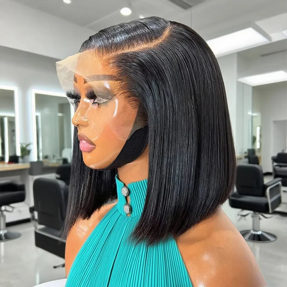 Transparent Lace Frontal Wigs Human Hair 250 Density 13x6 Short Bob Wig Burmese Bone Straight Bob Wigs Pre Plucked 13x4 Lace Front Wigs 14 16 inch For Women