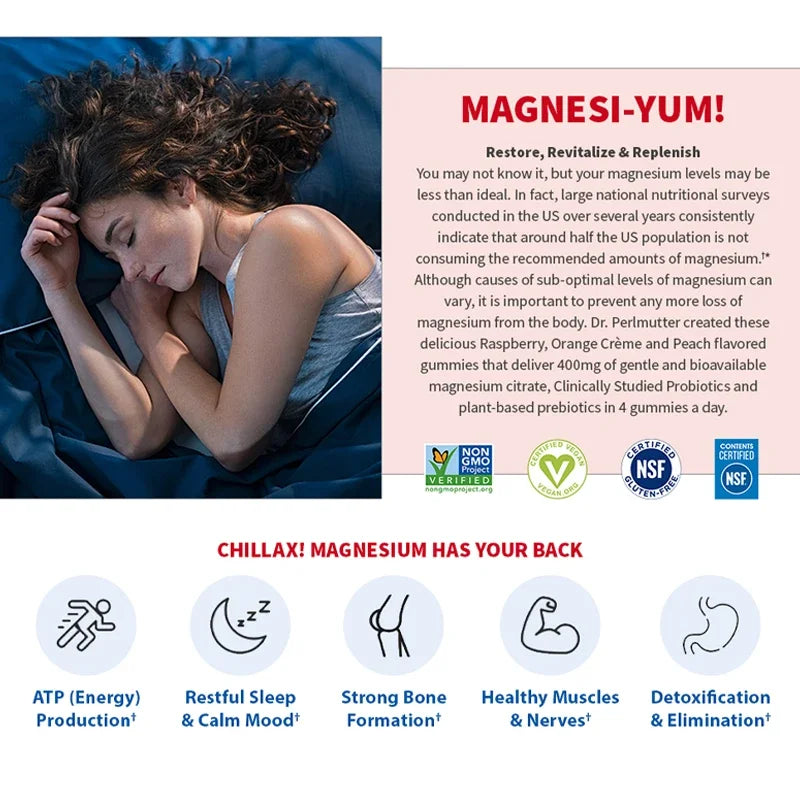 Magnesium Citrate Gummies - Supports Sleep, Heart Health, Bones and Muscles, Relaxation & Digestion