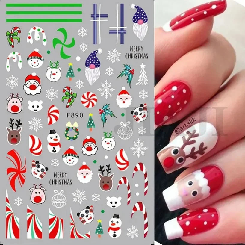 5D White Snowflakes Embossed Nail Art Stickers Winter Charm Decals Self Adhesive Christmas New Year Slider Decoration Manicure