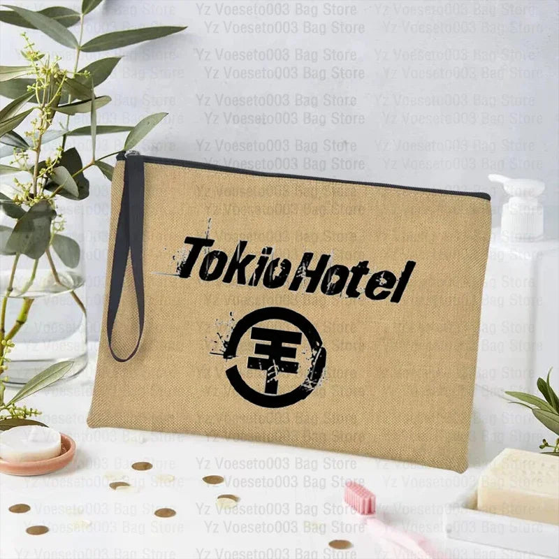 Tokio Hotel Canvas Makeup Cosmetic Party Lipstick Bags Travel Toiletry Pouch School Supplies Pencil Pouchs Teacher Gift Wash Bag