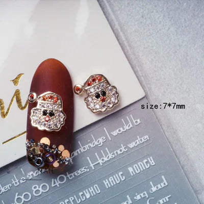 5Pcs Nail Art Jewelry Christmas Zircon Alloy Diamond Snowflake Christmas Tree Elk Bells Super Flash Luxury Nail Accessories