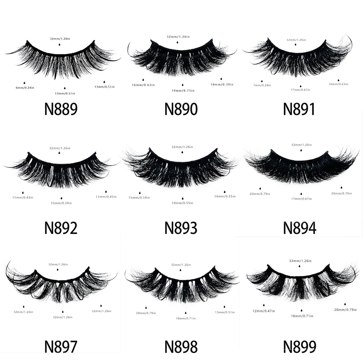 REDSIREN Faux Mink Lash Spikes Wispy Thick Natural Full Strip Lashes New Makeup Fluffy Mink Eyelashes