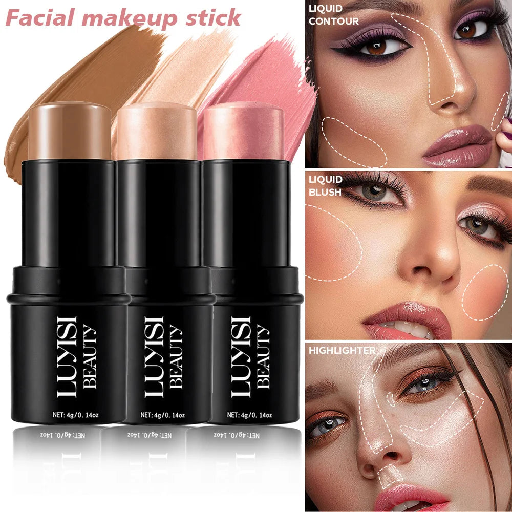 1PC Face Makeup Stick,Available in Contour,Highlighter&Blush,Natural Sculpted Glow Finish,Luxurious Cosmetics For Dairy Or Party