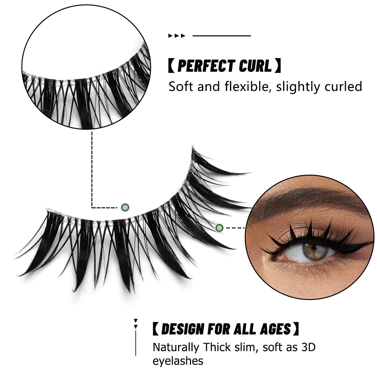 GROINNEYA Manga Lashes 5/10 Pairs 3D Clear Band Lashes Natural Look Mink Eyelashes Fluffy Cat Eye Lashes Pack Fake Eyelashes