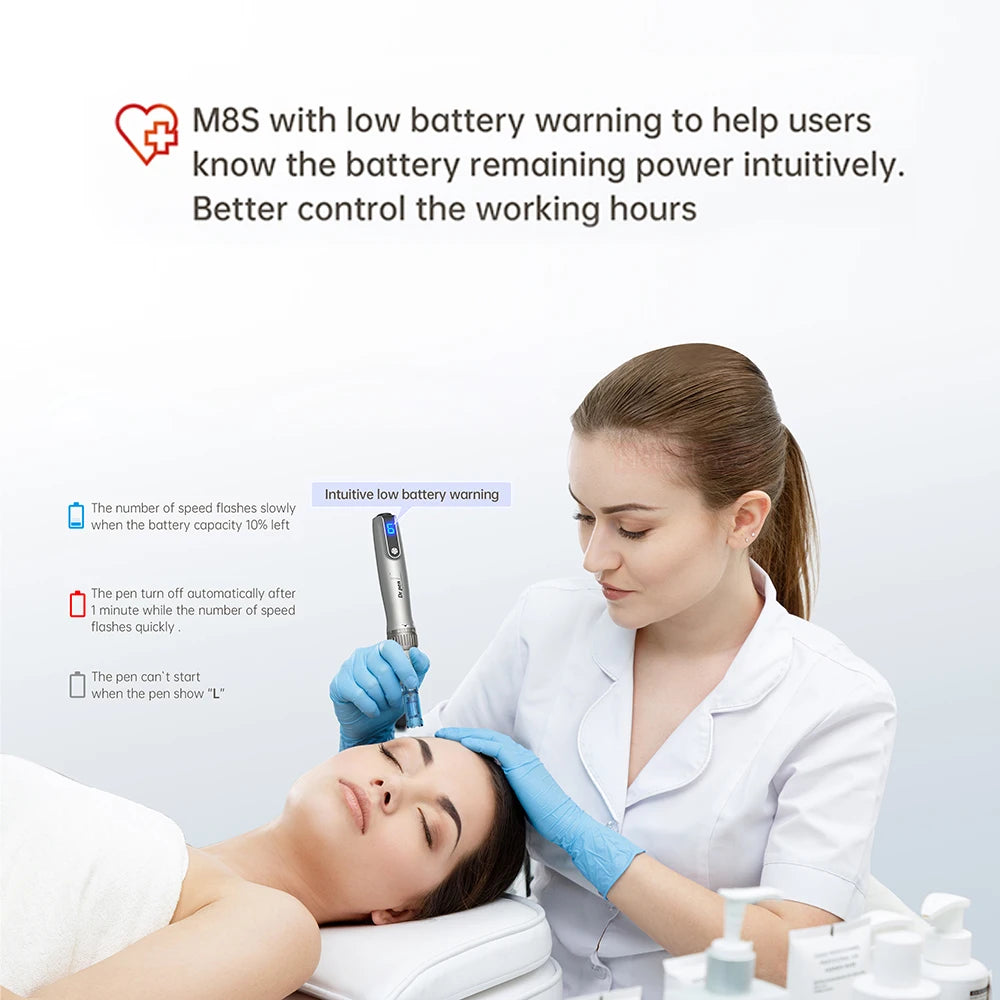 Dr Pen Ultima M8S With 2PCS 18pin Needle Kits Wireless Professional MTS Derma Pen Beauty Machine ≤0.25mm Needle US UK Local Ship