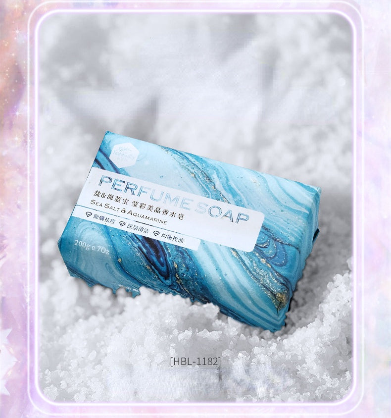 Hanbolly 200g Crystal Perfume Soap - Handmade Volcanic Mud Bath Soap with Tea Tree & Sea Salt for Cleansing Wedding Gift