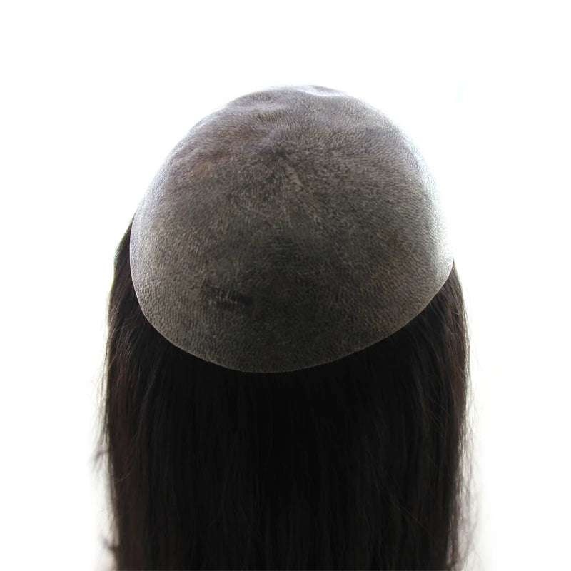 Women Toupee Full PU V Loop Injection Human Hair Wigs Indian Hair Extension Hairpiece System Brown Hair Topper Natural Color 613