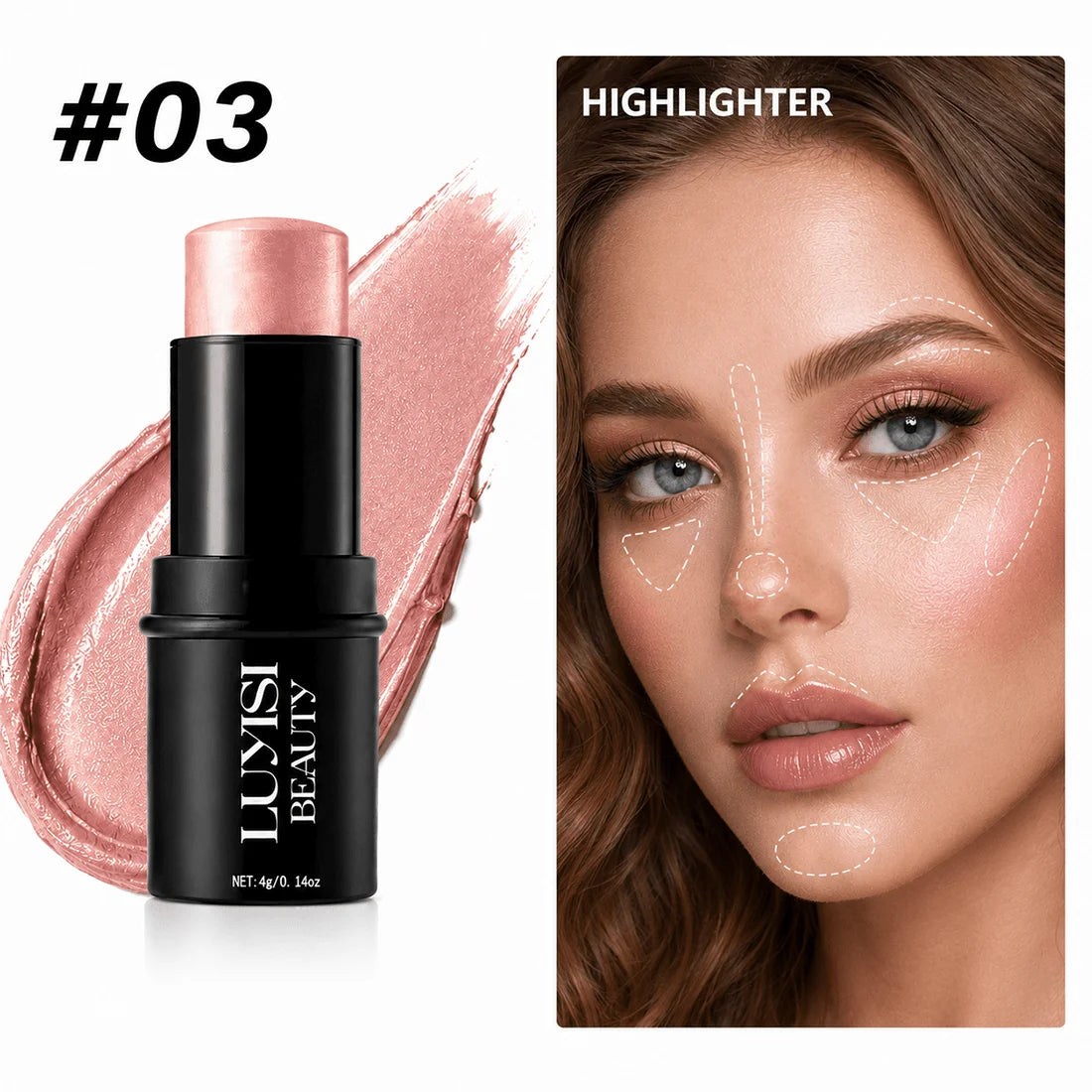 1PC Face Makeup Stick,Available in Contour,Highlighter&Blush,Natural Sculpted Glow Finish,Luxurious Cosmetics For Dairy Or Party