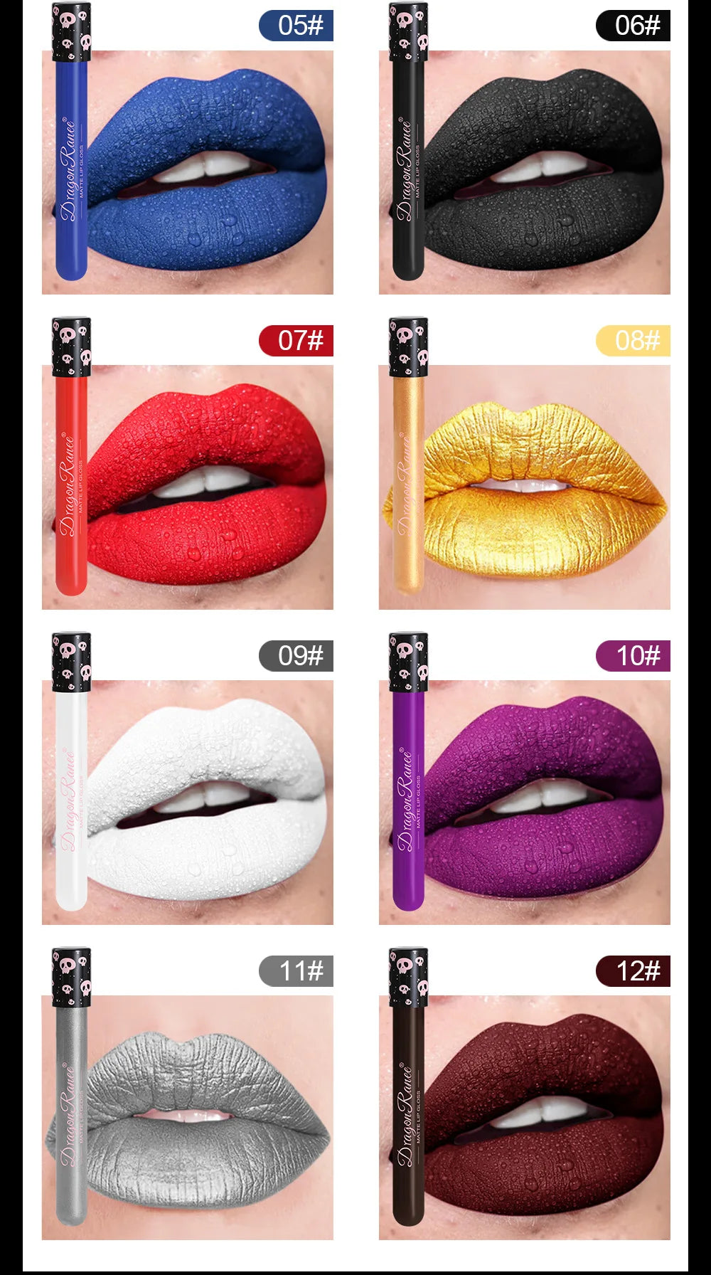 Creative Matte Lip Glaze 12 Shade Collection Vampire Halloween Cosplay Lipstick Waterproof Makeup Set Longwear Beauty  Makeup
