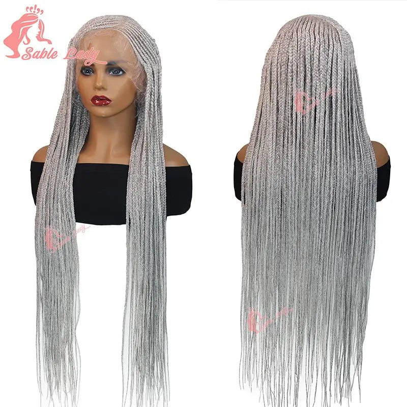 Faux Locs Crochet Cornrow Braided Wig Synthetic Full Lace Knotless Box Braids Wig Side Part Lace Wig Box Braided Wig for Women