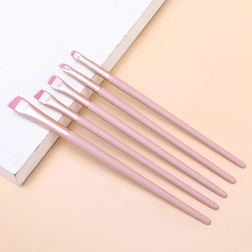 Pink Black Eye Makeup Brushes Flat Eyebrow Eyeliner Brush Professional Angled Wooden Eyeshadow Brushes Make Up Cosmetics Tools