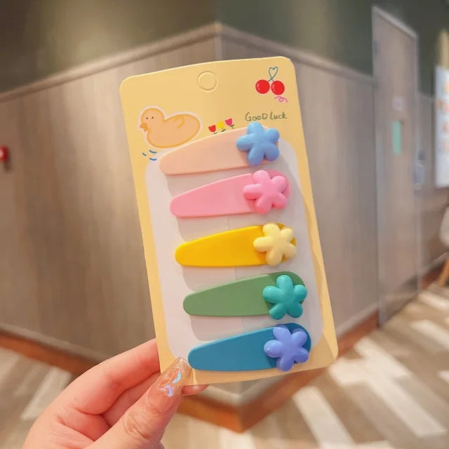 2026 New 5PCS/SET Korean Sweet Style Cute Bow Cloud Wave Hair Clips  No Hurt Hair BB Clips for Baby Girls Toddler Accessories