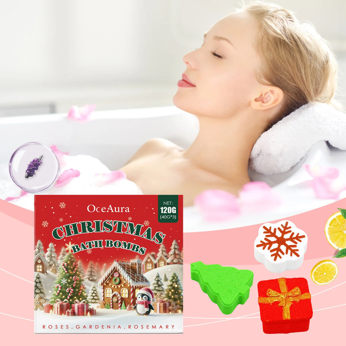 Christmas Lavender Bath Ball Stress Relief Rich Bubble Long Lasting Fragrances Deeply Moisturizing Colorful SPA Gifts Bath Bombs