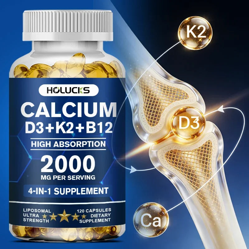 Calcium Supplements, with Vitamin D3 K2, Support Bone Muscle TeethHealth, Replenish Joints, Calcium Absorption
