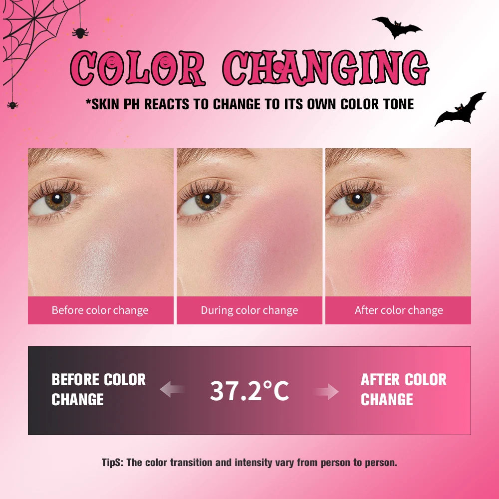 Magic Black Cream Blush PH Color Changing for Cheeks Lips Shadow Beeswax Halloween Cosplay Cosmetics