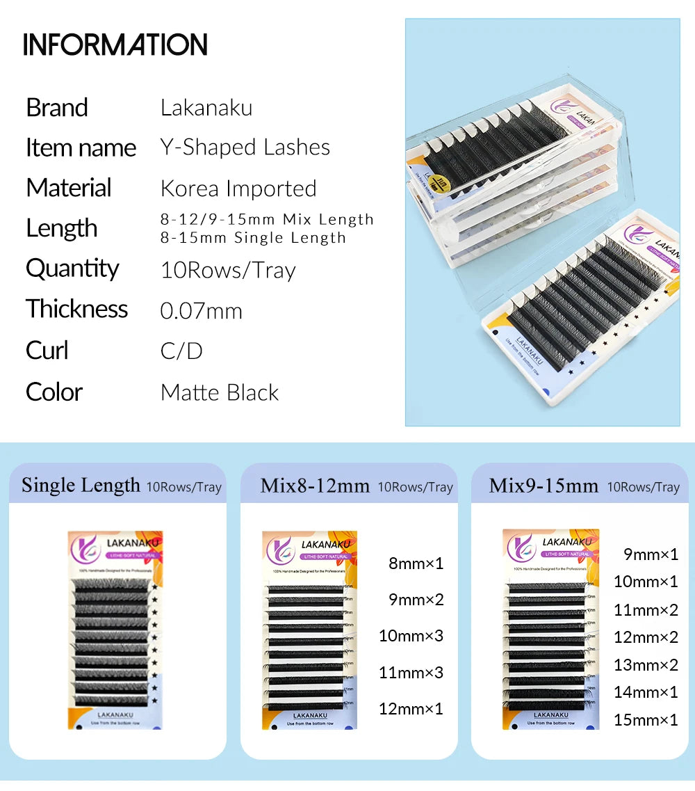 Lakanaku Y Lashes Cilia And Volume Brazilian False Eyelashes Supplies YY Cilios Faux Mink Lashes Y Shape Eyelash Extension