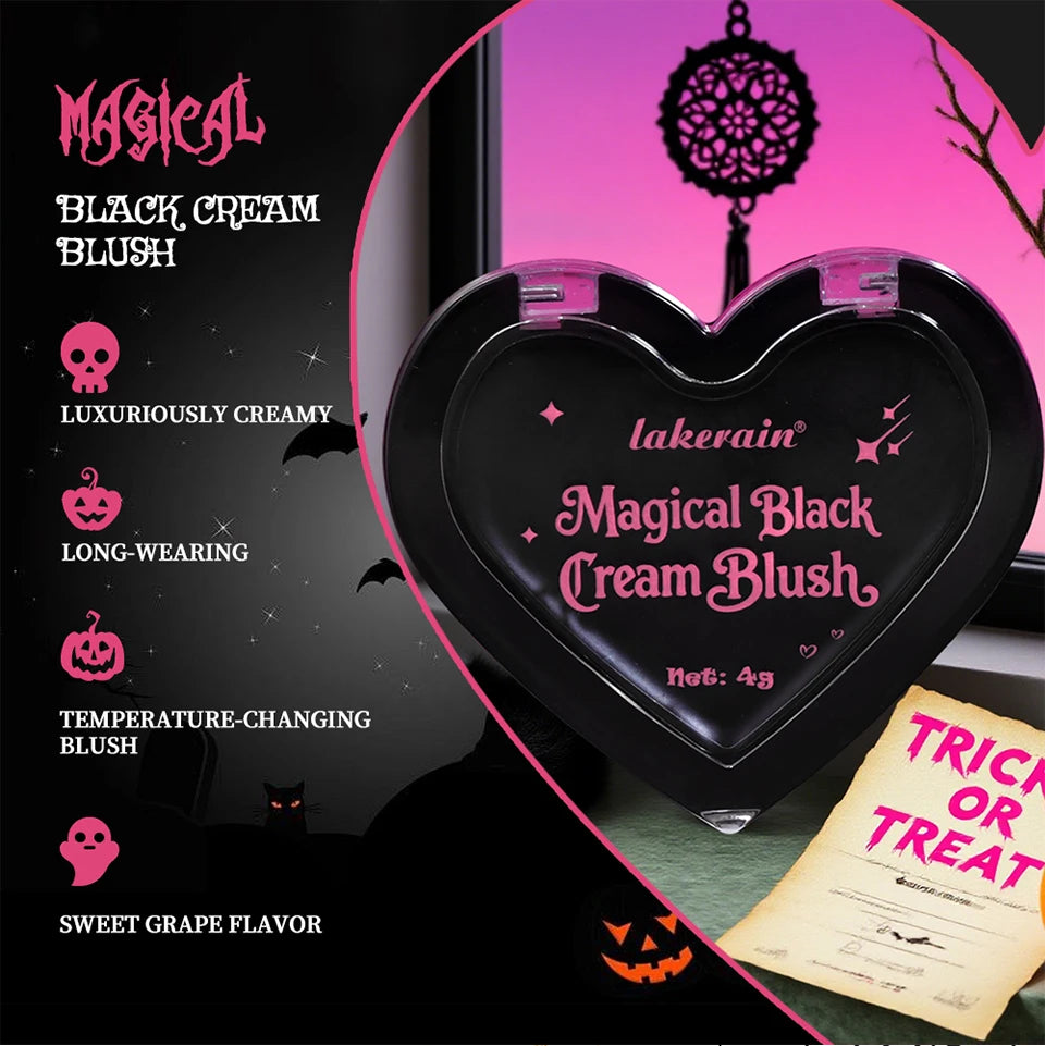 Magic Black Cream Blush PH Color Changing for Cheeks Lips Shadow Beeswax Halloween Cosplay Cosmetics