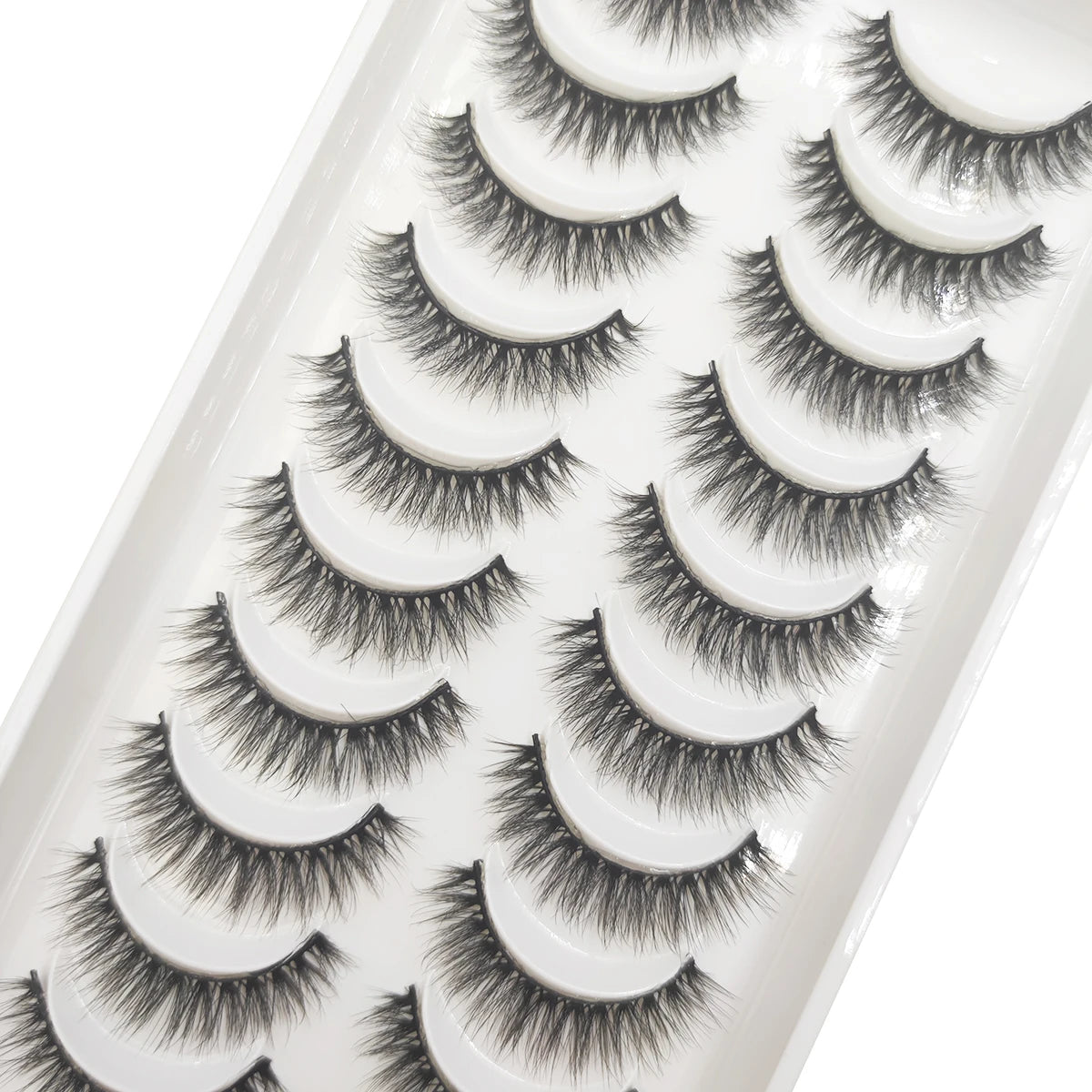 10 Pairs Natural 3d Mink Lashes Soft False Eyelashes Cross Messy Dense Eye Lashes Extension Makeup Faux Cils Cat Mini