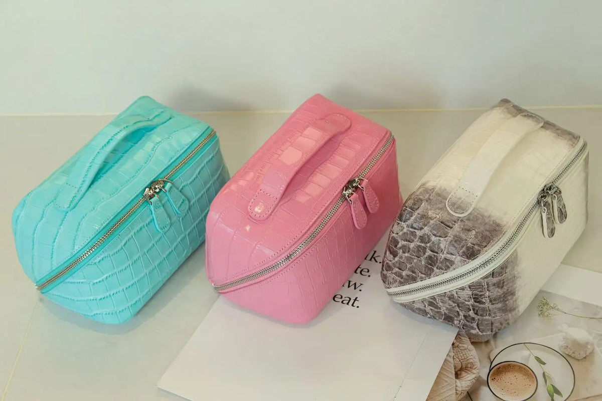 Dermis Makeup Brush Bags Crocodile Pattern Makeup Organizer Bag Large Capacity Skincare Bag Portable Commuting Big Makeup Bag