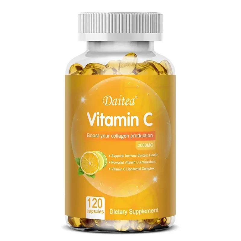 Vitamin C 2000 Mg Capsules, Nutritional Supplements - Immunity, Collagen Boosters and Antioxidants, Skin Health, Vitamin C