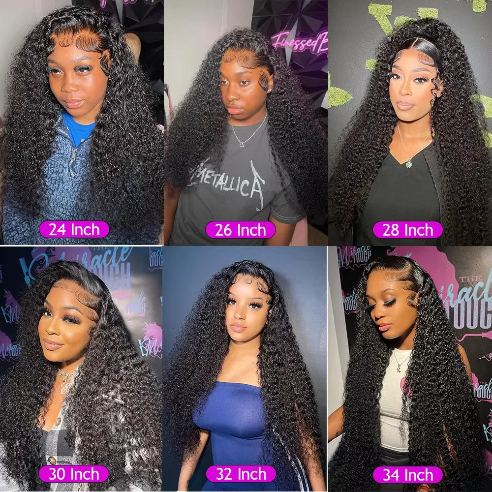 250% Curly Deep Water Wave 13x4 HD Lace Front Wigs PrePlucked Brazilian 100% Human Hair 13x6 Lace Frontal Closure Wig 32 34 Inch