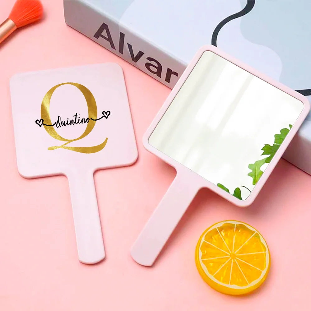 Customized Name Handheld Makeup Mirror Portable Vanity Mirror Personalized Compact Mirror Beauty Tools Engraved for Travel Use
