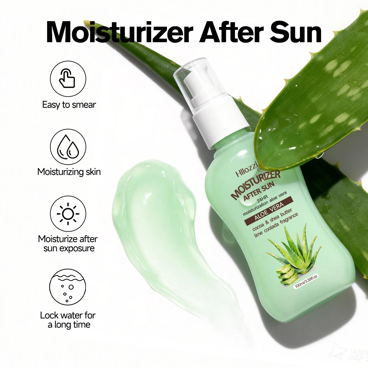MOISTURIZER AFTER SUN ALOE VERA GEL，Quick absorption, non-greasy texture, post-sun hydration, suitable for both men and women